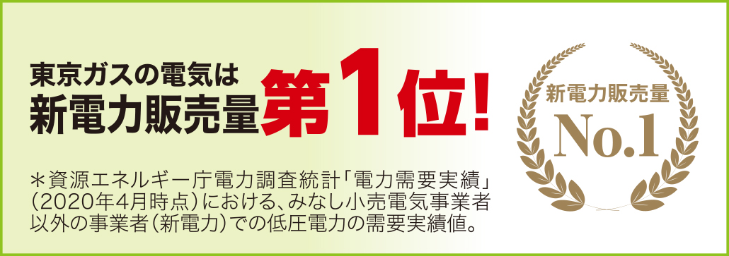 東京ガスの電気は新電力販売量 第1位!